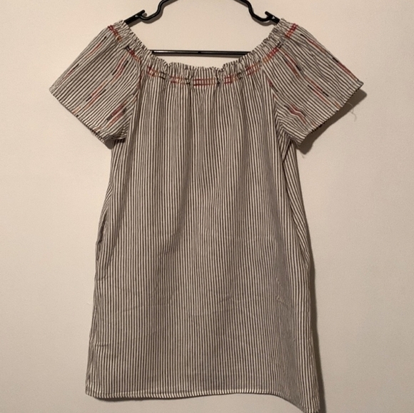 Knox Rose Womens Linen Off the Shoulder Stripped Mini Dress Size XS - Picture 3 of 7